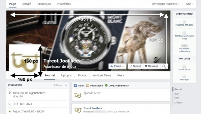 Nouveau layout des pages Facebook: dimensions des images