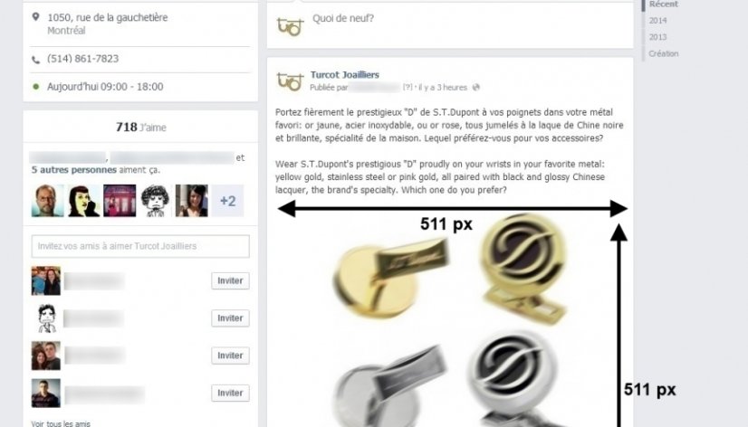 Nouveau layout des pages Facebook: dimensions des images