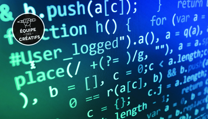 Code informatique en surbrillance avec syntaxe colorée sur fond bleu et vert.